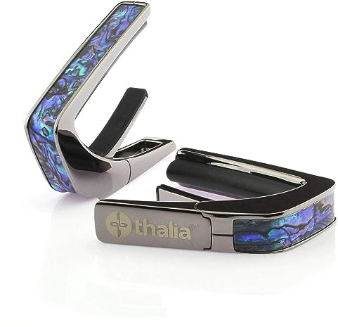 Thalia Exotic Shell Series Kapodaster mit schwarzem Chrom-Finish und blauer Abalone Einlage