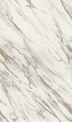 Rasch Tapete 200126 - Helle Papiertapete mit Marmor-Optik, Marmor Tapete in Weiß und Gold - 10,05m x 0,53m (LxB)