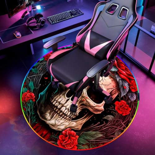 ToeWoe Leuchtende Gaming-Stuhl-Matte rutschfest Drucke Spielteppich für Rolling Chair Rund Fußmatten Bürostuhl-Teppich für Hartholzboden (Color : Style2, Size : 39 inch)