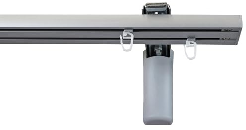 Garesa Gardinenschiene Flächenvorhangschiene Smart, 2-läufig, Alu Natur I Alu Vorhangschiene inkl. Gleiter I Wandmontage I Auch für schwere Vorhänge I 230cm