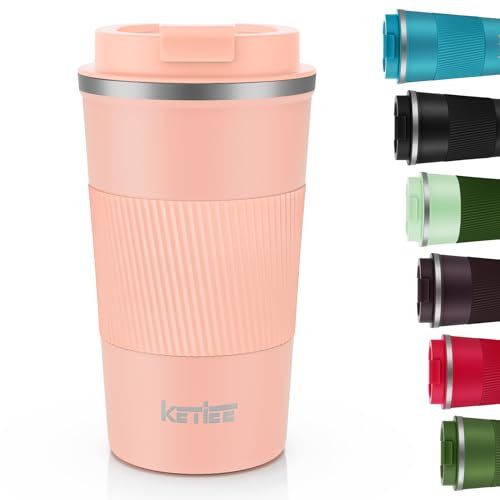 KETIEE Kaffeebecher to go,510ml Thermobecher Kaffee-to-go,Kaffeebecher Thermo,Doppelwandig Reisebecher Travel Mug,Vakuum Isolierbecher mit auslaufsicherem Deckel für Kaffee und Tee,Orange