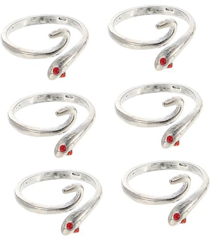 STOBOK 6stücke Kreative Silberschlangen Häkelringe Verstellbar Als Strickwerkzeug Und Modischer Damenschmuck Zur Garnspannung Und Komfortablen Handarbeit