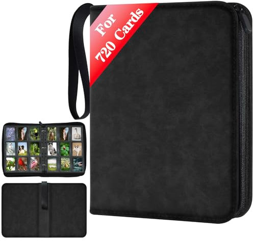 JUSONEY album cartas, hasta 9 lados con capacidad para 720 tarjetas, álbumes de fotos de tarjetas, álbumes de fotos de tarjetas, album cromos(negro)