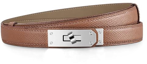 Tonsunul Gürtel Damen, Ledergürtel Damen,Klassisch Braun Mit Silbernem Drehverschluss, Längenverstellbar, Ideal Als Geschenk Muttertag Oder Zum Täglichen Tragen,Geeignet Für Verschiedene Anlässe