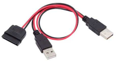 chenyang Câble d'alimentation SATA 15 broches 1 vers 2 USB 2.0 5 V 2 A pour disque dur SATA 2,5 SSD pilote