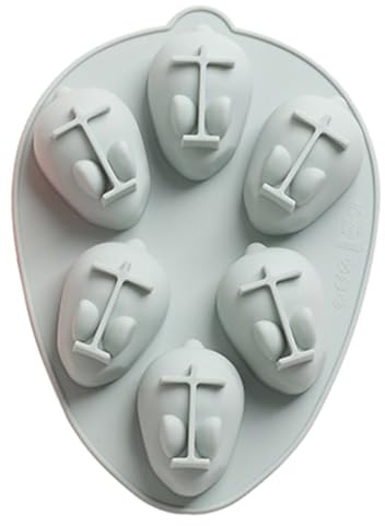 TOPBATHY Backform Hasenkuchenform mit 6 Löchern aus Silikon Cartoon Stil 3d Flexibel und Antihaftbeschichtet Selbstgemacht für Kekse und Pudding für Mikrowelle und Ofen