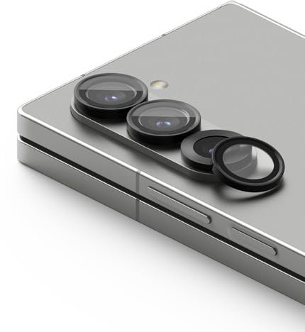 Ringke Camera Lens Frame Glass [2 Pack] Compatible with Samsung Galaxy Z Fold 6, Tempered Glass Aluminum Alloy Frame Individual Camera Lens Protector Cover Sticker Black