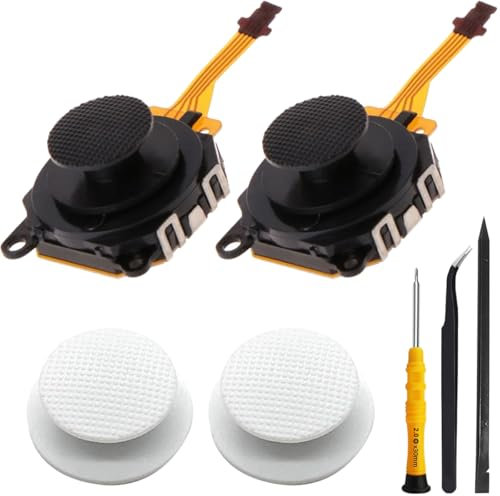 ZHUROUPU 3D Analog Joystick Replacement Thumb Stick Precision Sensitivity for Sony for PSP 3000 3001 Console, 2 Pcs Rocker Joystick Button Cap Accessory with Repair Tools(Black + White)
