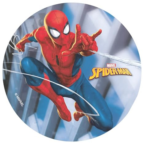 Dekora, Spiderman Edible Cake Topper, Marvel Decoration for Children's Birthday Cake, Round Wafer Disc 20 CM