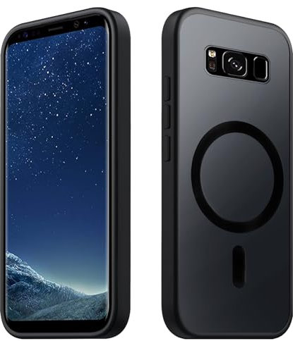 Tawarror Magnetische für Samsung Galaxy S8 Hülle, Kompatibel Mit Magsafe, Matt Transluzente Handyhülle für Samsung S8 PC Rückseite Kratzfest TPU Stoßfest Anti-Fingerabdruck Schutzhülle, Schwarz