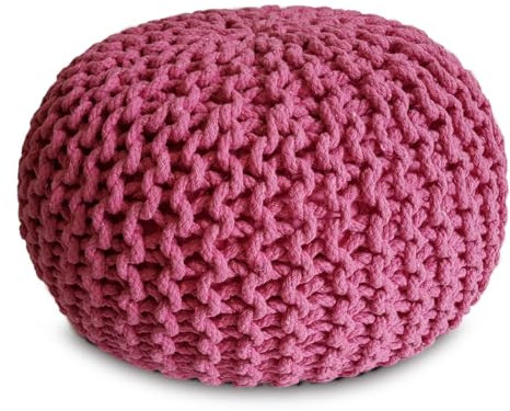 Amago home Sitzpouf Strickhocker Pouf Ø45 H30cm Bodenkissen Indoor Baumwolle nachhaltig recycelt Farbe pink