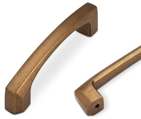 COTYKILEY 10 Pack 3Inch(76mm) Antique Brass Kitchen Cabinet Handles Aged Gold Bronze Kitchen Cabinet Hardware