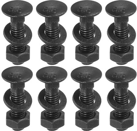 uxcell M6 x 20mm Carriage Bolt Kit, 12 Set Round Head Square Neck Screws, Carriage Bolts Screws Set Includes Washers and Nuts - Carbon Steel Black Oxide for Fastening Accessories