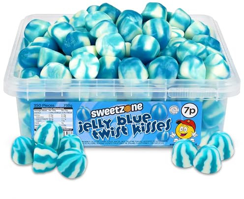 Sweetzone Jelly Blue Twist Kisses 700g, Pick and Mix Sweets, Halal Sweets, Retro Sweets, Bulk Sweets, Blue Sweets, Sweet Hamper, Sweets Tub, Sweetzone Tubs, Sweet Box, Jelly Sweets, Pick and Mix