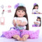 RUNGQIANY Realistica 55 cm Bambole Reborn-Bambole Reborn Realistica, 22 Pollici, con Accessori, Vestito Viola e Fiore Bambole Reborn Femmina Ragazzi Ragazze Giocattoli Regali di Natale