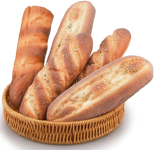 Yatinkim Lot de 5 faux pains artificiels français | Rouleaux de pain réalistes imitation pain - Décoration de table de cuisine - Accessoire de photographie