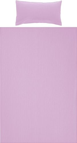 Erwin Müller Bettwäsche-Set Seersucker Uni Serie Rosenheim, Bettbezug, Kissenbezug Flieder Größe 40x80 cm / 135x200 cm - pflegeleicht, bügelfrei, mit Reißverschluss