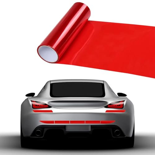 Scheinwerfer Folie, 120x30cm Tönungsfolie Auto,Rückleuchten Nebelscheinwerfer Aufkleber,Auto Folie Rot,Scheinwerfer Tönungsfolie, Selbstklebende Auto-Tönung,Zuschneidbar & Dehnbar Scheinwerfer Folie