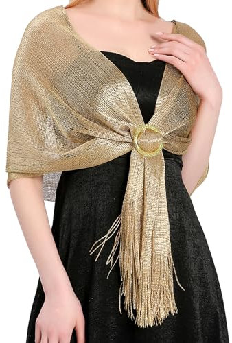 Damen Stola für Abendkleid Glitzer Metallic Schal, Stola mit Schnalle Frauen Braut Hochzeit Schal Chiffon Schal Shawl für Abend Party,Täglich Passend,Hochzeit Brautjungfer's Elegante Stola