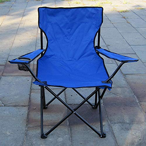 HUOLE Chaise de Camping Pliante en Plein Air, Chaise d’Extérieur Légère et Robuste, Siège Pliable Portable avec Porte-gobelet, Bleu, 50*50*80 cm