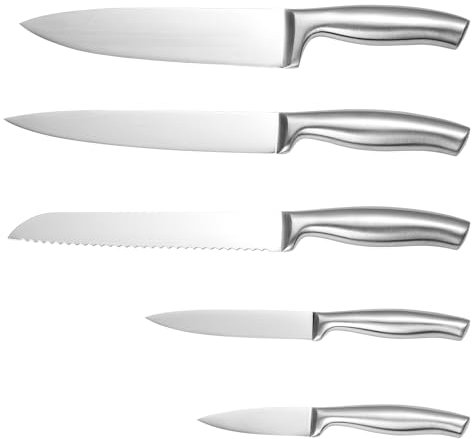 DPWEION Sharp Kitchen Knife Set - 5 pcs Professional Knives Sets - 5 Pieces Stainless Steel Blades Includes Chefs/Bread/Slicing/Utility/Paring Knife