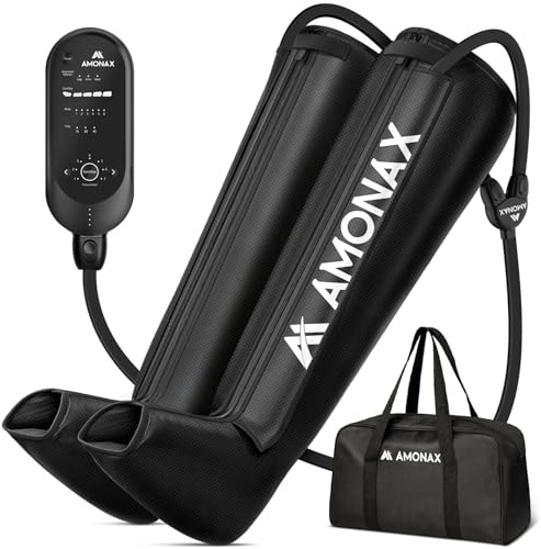 Amonax Leg Compression Boots, Leg Massagers for Pain and Circulation, Full-Leg Recovery System with Pressure Sensor, Foot, Calf & Thigh Air Therapy, Pressure Massage Machine for Relief (M)