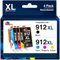 Clorisun 912XL wiederaufbereitet Multipack Kompatibel für HP 912 Druckerpatronen HP 912XL Multipack für HP OfficeJet Pro 8022 Patronen HP Officejet Pro 8020 8022 8024 8023 8025 8010 8012 8014
