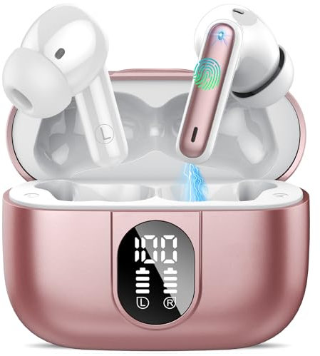 Csasan Language Translator Earbuds, 3-in-1 Ear Buds with ENC Mics, 164 Languages Translation Headphones Real-Time Bluetooth 5.3 Ear Buds, 5 Translation Modes Earphones for Business/Travel/Rose Gold
