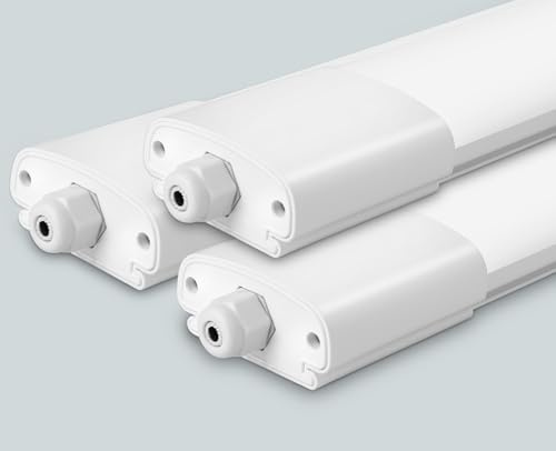 Oraymin 3er LED Deckenleuchte 60CM, 20W 2200LM Deckenlampe 4000K, IP65 LED Lampe als Wandlampe Innen, Kellerlampe, Feuchtraumleuchte mit 3.2CM Bauhöhe