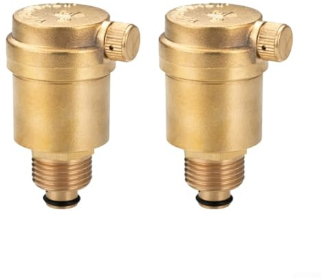 ZiStarlilife 2Pcs Brass Automatic Heating Air Vent Valve DN15 DN20 DN25 Self-Sealing High Pressure 12 Bar Air Release For Underfloor And Central Heating Systems(DN15)