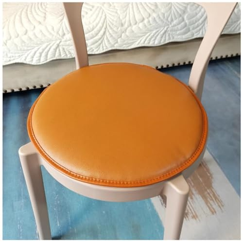SaryEdge Rundes, wasserdichtes Sitzkissen, rundes Stuhlkissen aus Kunstleder, rundes Esszimmerstuhlpolster, runde Hockerkissen (Orange 35 x 35 cm)