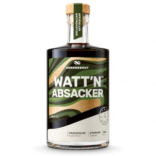 NORDSEEGUT WATT`N ABSACKER 30% Vol. 0.5 l Kräuterlikör mit Limette | Mit Limette, Hagebutte und Kräutern, mild aromatisch, leicht würzig, mit dezenter Schärfe und Nordsee Premiumqualität