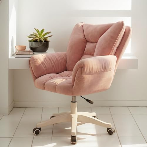 IRON JF Chaise De Bureau, Coiffeuse À roulettes, Réglable en Hauteur, Capacité Charge Jusqu'à 120 Kg, for Domicile, Chambre Coucher, Cadeau(Pink)