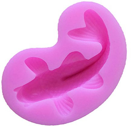 Gazechimp Silikon-Form für Fondant/Schokolade/Zuckerverzierung, für Cupcakes, Mehr Form - Rosa 3D-Karpfen-Fische, 7,5 x 4,2 x 2,2 cm