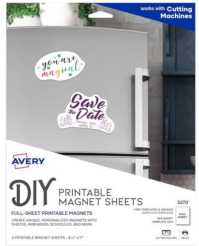 Avery Bedruckbare Magnetbögen, 21,6 x 27,9 cm, Tintenstrahldrucker, 60 Stück, mattweiße Blätter (3270)