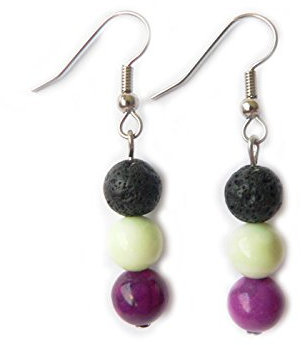 Lava Zitronenchrysopras Jaspis violett Edelstein Ohrringe Ohrhänger 925er Echtsilber oder Chirurgenstahl Material Ohrstecker aus Chirurgenstahl