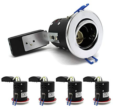 sanlumia 4 X LED Fire Rated Downlight Can GU10 Recessed Ceiling Twist & Lock Interchangeable Tilted Downlight IP20 Chrome