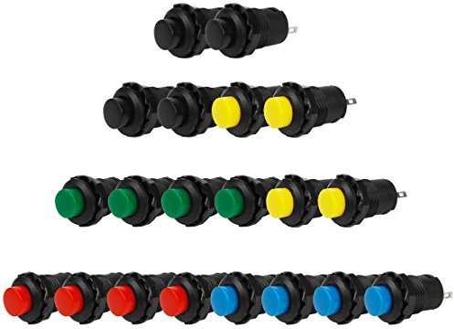 Larcele 20x 12mm Plastik DIY Nicht Momentan Druckschalter Runde Elektrische DIY Schalter ANKG-03 (5 Farben)