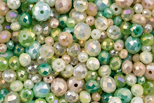 Green Mist : Crystal Glass Green Rondell Bead Set for Jewellery Making and Arts and Crafts - 360 Pieces