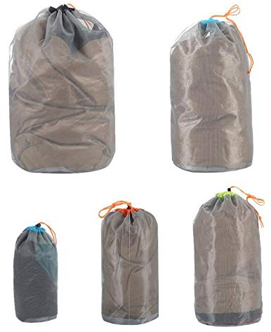 Yundxi Ultra Licht Mesh Zeug Sack Aufbewahrungstasche Packsack Stausack Set für Reise Camping Wassersport