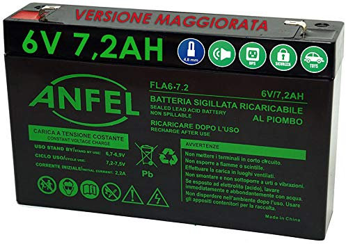 Batteria FIAMM 6V 7,2 Ah Come FG10721 VRLA AGM ERMETICA ups Non Richiede Manutenzione