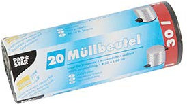 PAPSTAR 20 Müllbeutel, LDPE 30 l 60 cm x 50 cm grau, Sie erhalten 20 Packungen á 20 Stück (insgesamt 400 Stück)
