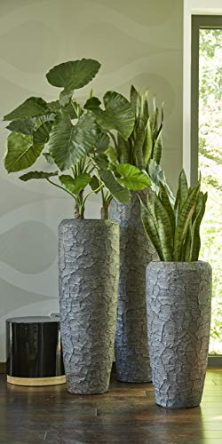 Klocke Dekorationsbedarf Moderne & Hochwertige Pflanzvase – Neuheit 2020: Broken Struktur - Fiberglas - Mit Einsatz – Interior Design - Indoor Kübel/Vase (Medium: 100cm, Graphit)