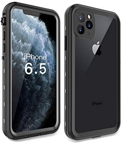 iPhone 11 Pro Max Case, Waterproof Full Body Rugged Clear Slim Case with Built-in Screen Protector Heavy Duty Shockproof Cover Dirtproof Underwater Cases for Apple iPhone 11 Pro Max (Black&Gray)