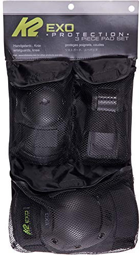 K2 Skates Unisex – Erwachsene Schonerset Exo Adult Pad Set — Black - Grey - Green — XL (Knee: A:46-50cm B:40-43cm / Elbow: A:31-34cm B:30-33cm / Wrist: A:25-27cm B:22-24cm) — 30E1230