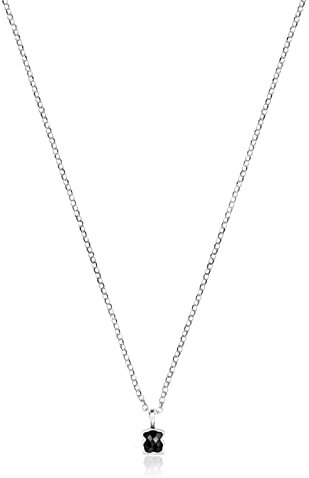 TOUS Halskette aus Sterlingsilber für Damen mit facettiertem Onyx-Bärenmotiv, 45 cm lang, klassisch und elegant, Mini Color Kollektion