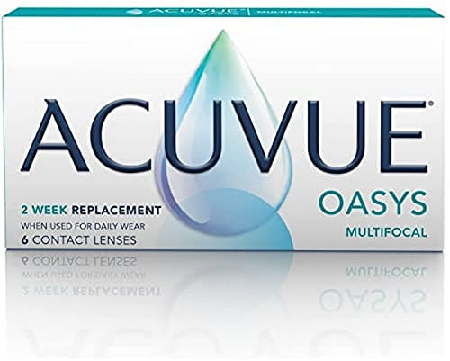 ACUVUE OASYS MULTIFOCAL Kontaktlinsen – Gleitsichtlinsen für den Nah-, Zwischen- und Fernbereich – -8.75 dpt und BC 8,4 – Addition L – Mit UV Schutz und Austrocknungsschutz – 6 Linsen