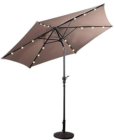 RELAX4LIFE Sonnenschirm Ø2,7M, Gartenschirm mit LED, Marktschirm Sechseck, Terrassenschirm mit Kurbelmechanismus, Kurbelschirm UV-beständig und Wasserabweisend, Ampelschirm Metallstruktur