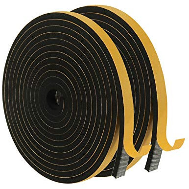 Draft Excluder for Doors, 12mm(W) x 6mm(T) Door Insulation Tape Window Sealer Weather Stripping Foam Seal Tape Perfect for Insulating and Keeping Out Drafts (2Pcs Total 8M Long)