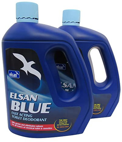 Elsan Blue Toilet Fluid 4L x 2 Bottles (Chemicals Caravan Motorhome Deodorant)